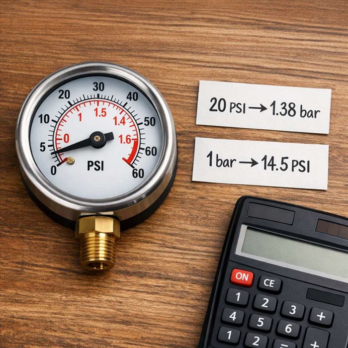 20 psi en bar : conversion simple, rapide et fiable