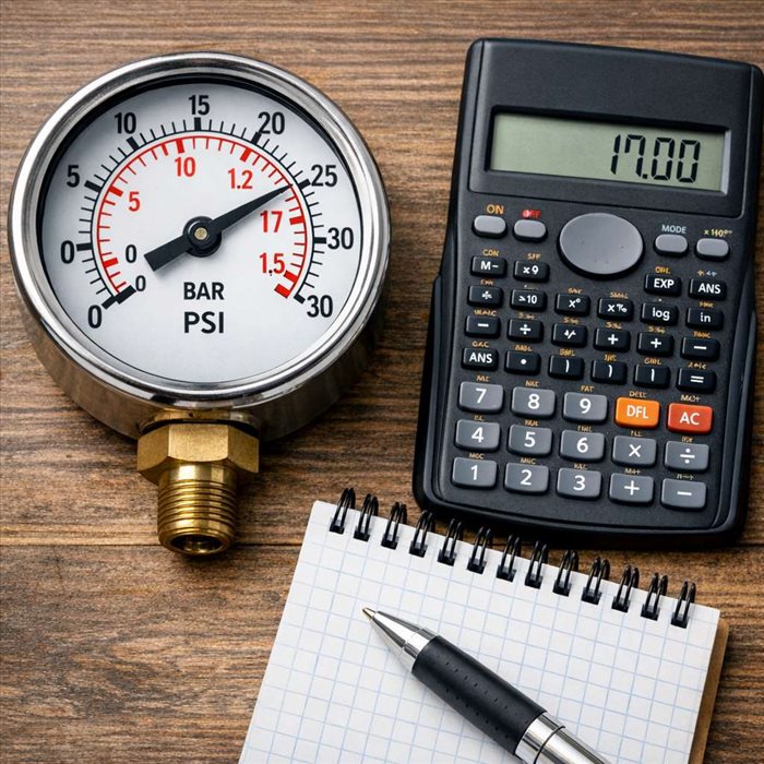 17 psi en bar : conversion simple, formule et exemple
